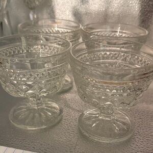 Elegant Anchor Hocking Wexford Clear Pressed Glass Footed Sherbert cups